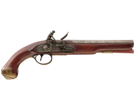 A CRISP .650 CALIBRE FLINTLOCK VOLUNTEER LIGHT DRAGGON PISTOL, 9inch barrel engraved NEWARK, border engraved stepped lock sig