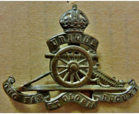 Royal Artillery Officers Cap Badge, KC (Bronze)