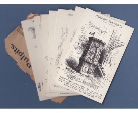 Artist - Set of 6 pen and ink sketch of historic Pulpits by Hastings.