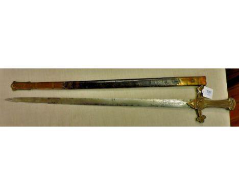 Norfolk Volunteers Victorian Bandsman sword, made by Herbert & Co London. It is in its original leather and brass scabbard. 2