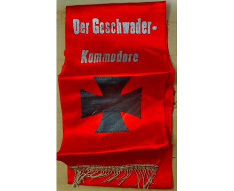 German WWII Old Comrades sash for "Der Geschwader Kommodore"