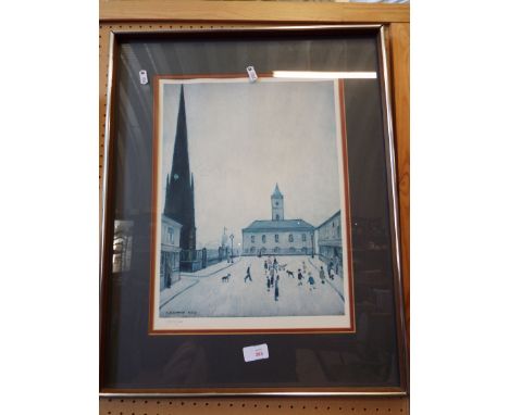 L.S. LOWRY (1887 - 1976) limited edition lithograph 'The Old Town Hall and St Hilda's Church, Middlesbrough, Tees Valley' num