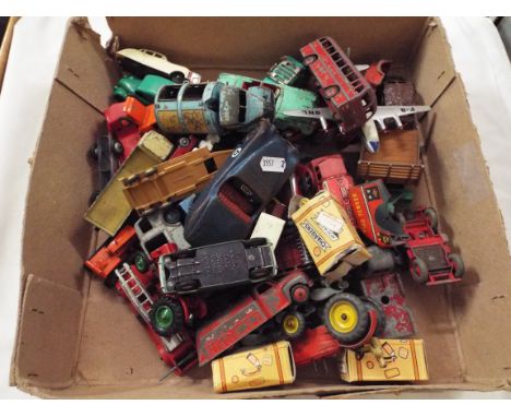 A selection of early play-worn Corgi & Dinky die-cast model vehicles etc 