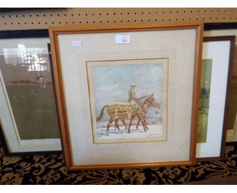 Four hunting and horse-related prints, framed