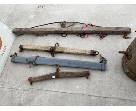 FOUR VINTAGE WOODEN HORSE HAINES 