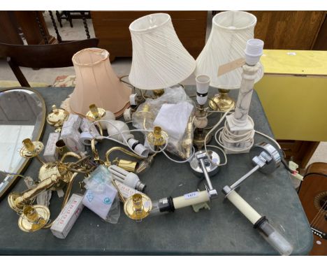A COLLECTION OF LAMPS AND LIGHT FITTINGS 