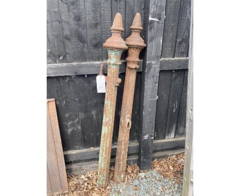PAIR OF CAST IRON GATE POSTS - BOTTOMS CUTAPPROX 140CM HIGH 