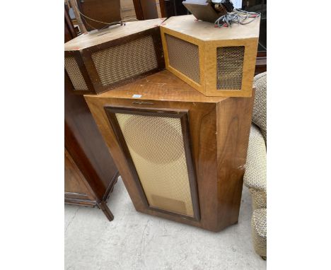 A 'HIGH FIDELITY' CORNER SPEAKER AND TWO SMALLER SPEAKERS 