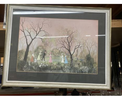 A LARGE FRAMED PRINT BY HELEN BRADLEY 73CM X 57CM 