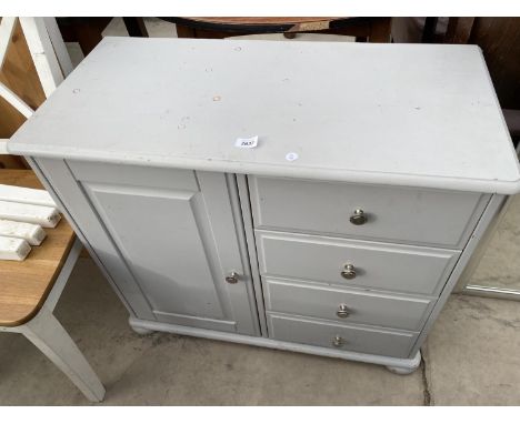 A MODERN PAINTED PINE SIDE CABINET 