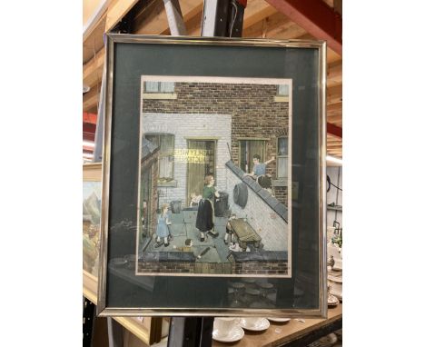 A VINTAGE LIMITED EDITION FRAMED PRINT 'BACKYARD II' SIGNED BY TOM DODSON 