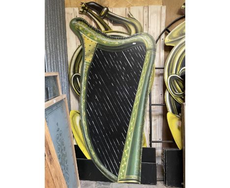 3 X LARGE PAINTED MUSICAL INSTRUMENT PROPS - FROM A WELSH CHILDRENS TV PROGRAMME 
