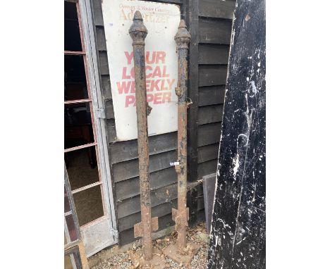 PAIR OF VICTORIAN CAST IRON GATE POSTS APPROX 175CM HIGH 