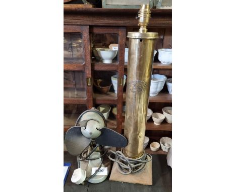 BRASS UPCYCLED TUBE LIGHT AND INDUSTRIAL FAN 