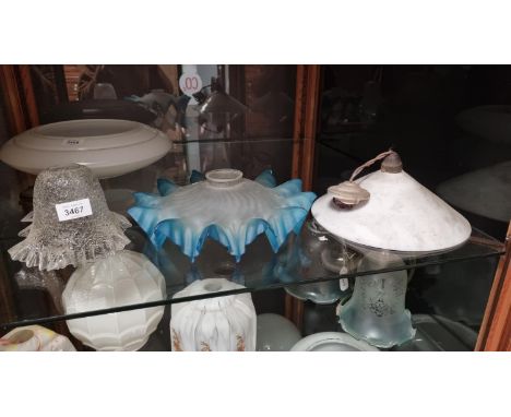 3 ASSORTED GLASS LAMP SHADES IN MILK GLASS COOLIE SHADE 