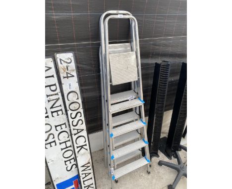 TWO FOUR RUNG ALUMINIUM STEP LADDERS 