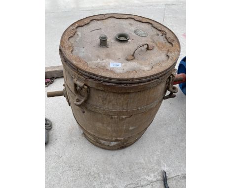A VINTAGE WOODEN BUTTER CHURN BARREL (NO STAND) 