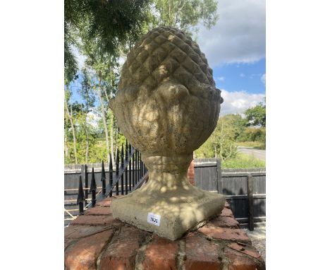 PAIR OF COMPOSITE STONE PILLAR TOPS APPROX 55CM HIGH 