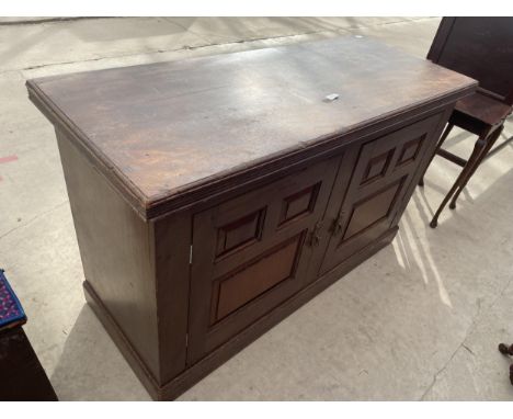 A LATE VICTORIAN TWO DOOR SIDE CABINET, 47" WIDE 