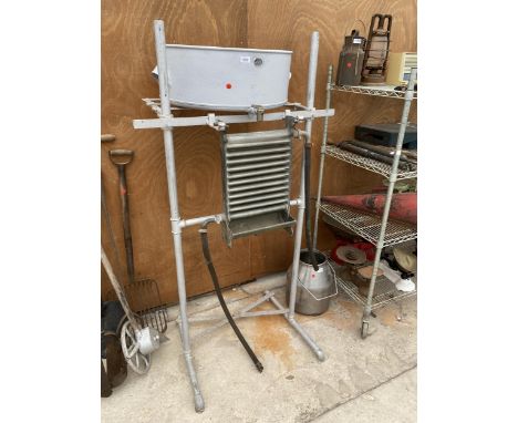 A VINTAGE LISTER MILK PLATE COOLER SYSTEM WITH HEADER TROUGH AND HANGING FRAME 