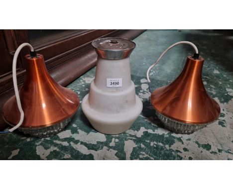 PAIR OF MID CENTURY LIGHT FITTINGS + 1 OTHER 