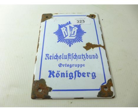 A GERMAN ENAMEL REICHSLUFTFCHUTZBUND SIGN, 17X12CM 