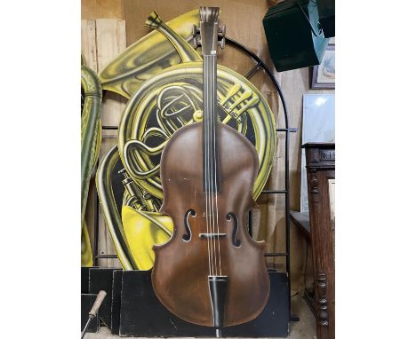3 X LARGE PAINTED MUSICAL INSTRUMENT PROPS - FROM A WELSH CHILDRENS TV PROGRAMME 