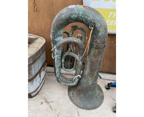 A VINTAGE BRASS TUBA 