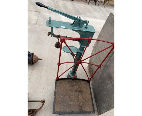 A LARGE SET OF VINTAGE PLATFORM SCALES BEARING THE NAME 'E&amp;G CORDEROY' 