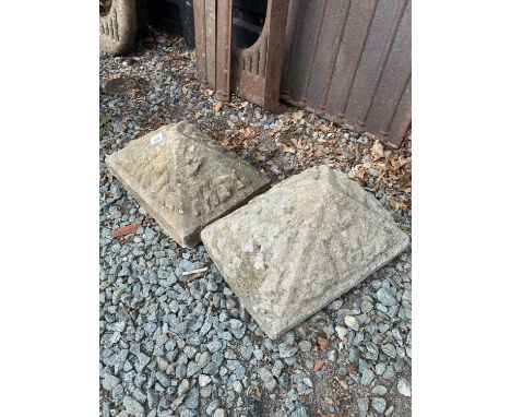 2 X SANDSTONE PILLAR CAPS 