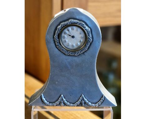 Tudric Liberty of London Art Nouveau Small Pewter Clock - 13cm high