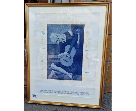 David Hockney Framed Picasso Gallery Poster 1977 Blue Guitar - 54x70cm