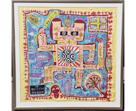 Grayson Perry (1960-) Framed Tate Modern Art Design Silk Scarf - 100x110cm inc frame