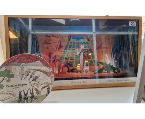 David Hockney Framed Salts Mill Bradford Gallery Poster + Rakes Progress Hockney Plate