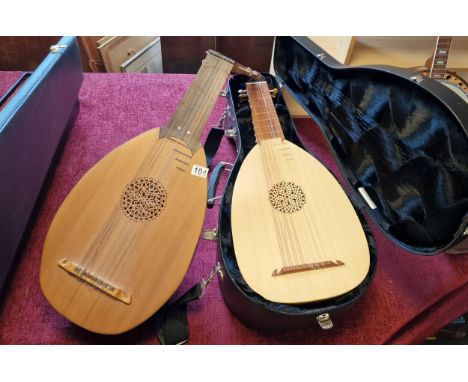 Cased Lute Guitar Stringed Instrument + an older example 