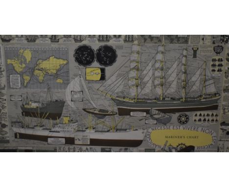 A Tull Graphics Limited 'Mariner's Chart' lithograph poster, framed and mounted, 68cm x 118cm overall