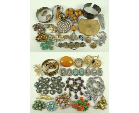 A quantity of vintage and later costume jewellery including, a number of Murano glass bead necklaces, an amethyst coloured gl