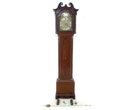 A George III mahogany cased longcase clock, by Valentine Downs, Louth, circa 1780, the eight-day movement striking on a bell,