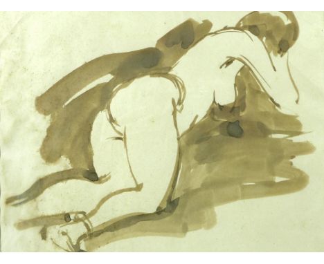 Imre Goth (Hungarian, 1893-1982): a sepia wash study of a nude, unsigned, 27 by 21cm, framed and glazed 50 by 44cm.Note: Imre