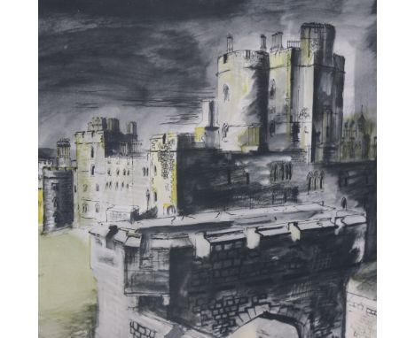 John Piper, Windsor Castle, colour lithograph, signed in the plate, 10.5" x 14", unframedVery slight paper discolouration, li