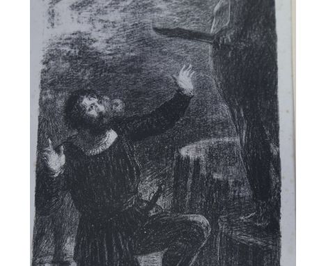 Henri Theodor Fantin Latour (1836 - 1904), lithograph, dramatic study, image 9" x 6", mountedA few very faint fox marks in th