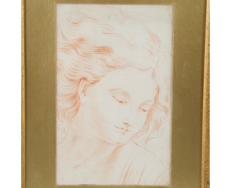Old Master School, head portrait of a Classical woman, sanguine chalk on paper, unsigned, 10.5" x 7", framedA few very faint 