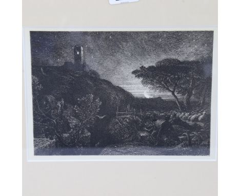 After Samuel Palmer (1805 - 1881), The Lonely Tower, lithograph, unsigned, image 6.5" x 9", framedVery slight paper discolour