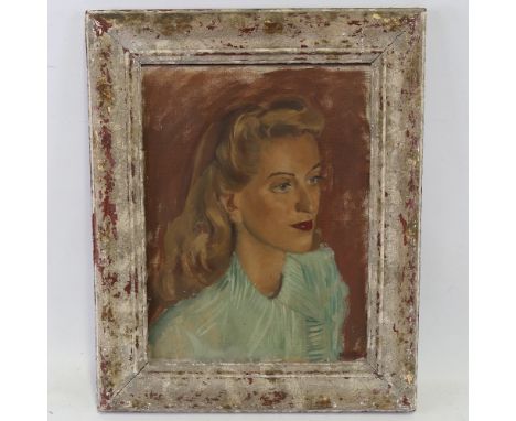 Mid-20th century oil on canvas, portrait of a woman, unsigned, 16" x 12", framedGood condition 