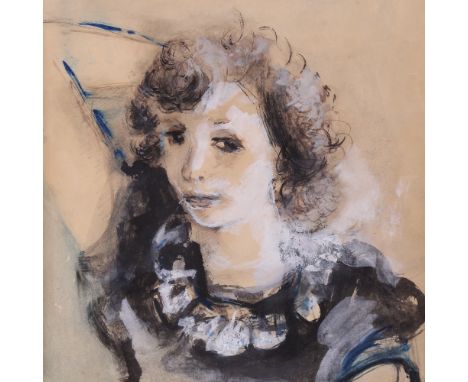 Rajmund Kanelba (1897 - 1960), portrait of a woman, watercolour/gouache, signed, 12" x 10.5", mountedSlight paper discolourat