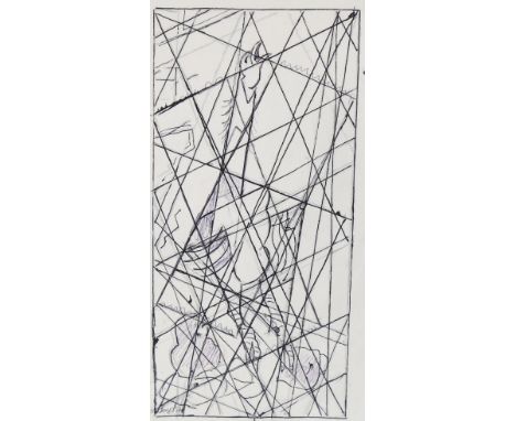 Marie Marevna (1892 - 1984), ink sketch, after a painting by Soutine, 1930s with annotations by the artist, image 9" x 4.5", 