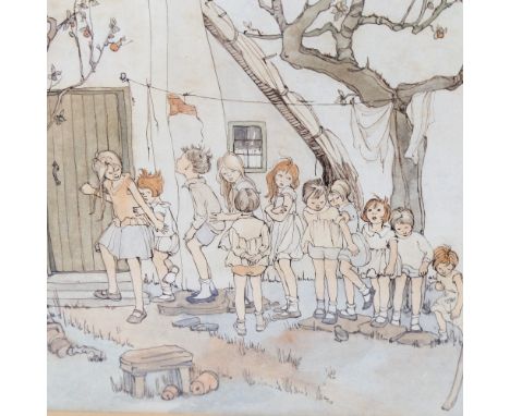 Sutton, ink and watercolour, book illustration, signed, 12" x 13", framedSlight paper discolouration and light foxing 