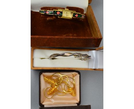 A LADIES RITMA WATCH, bangle and earrings