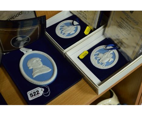 THREE BOXED LIMITED EDITION WEDGWOOD MEDALLIONS, commemorating 250th Anniversary of the Birth of George Stubbs, portrait meda