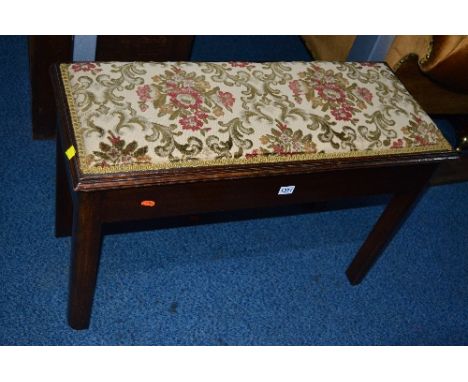 AN EDWARDIAN MAHOGANY DUET PIANO STOOL